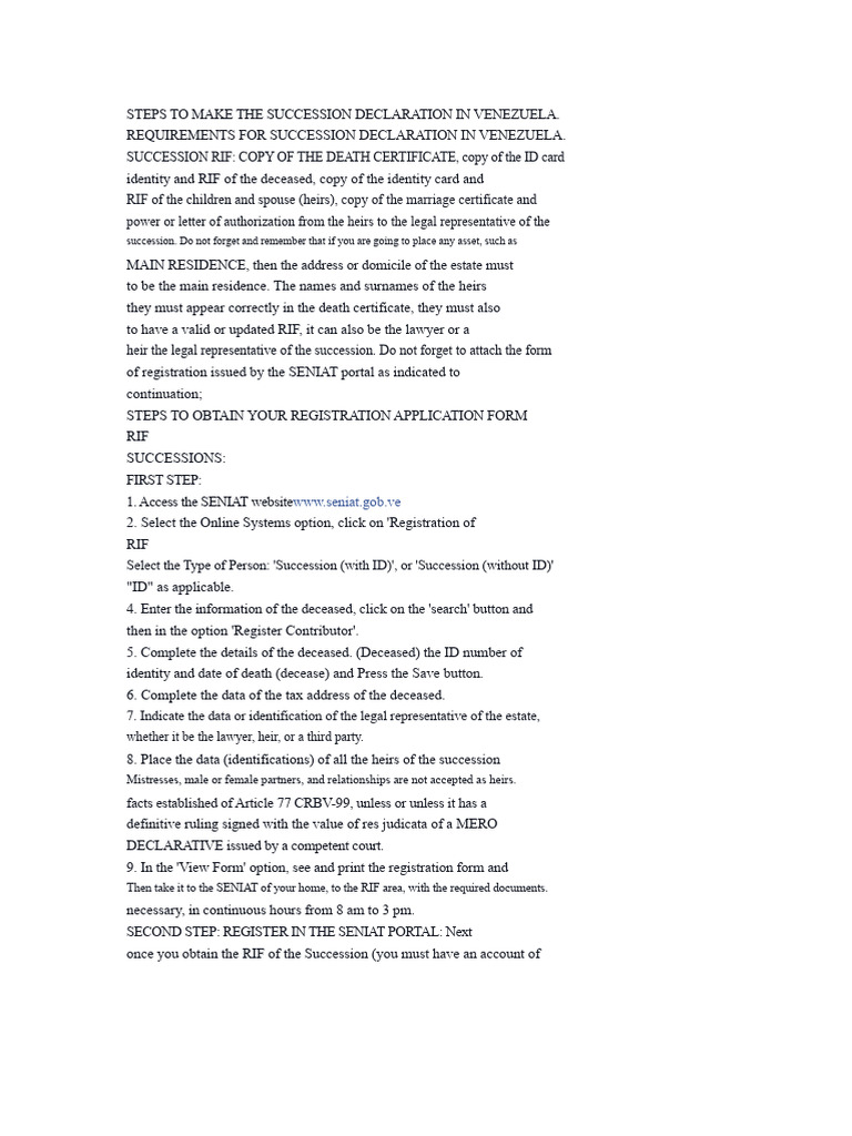 Steps To Make The Succession Declaration in Venezuela | PDF | Identity ...
