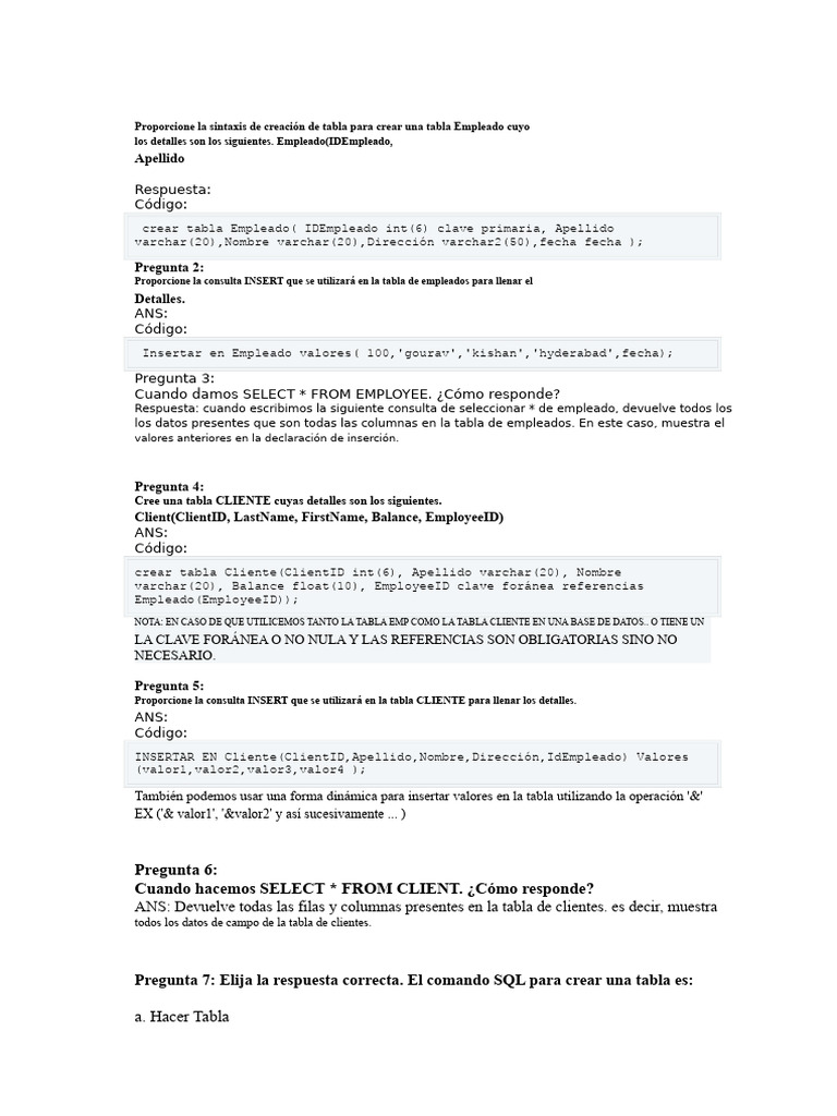 Sintaxis y Consultas SQL para Tablas | PDF | SQL | Datos