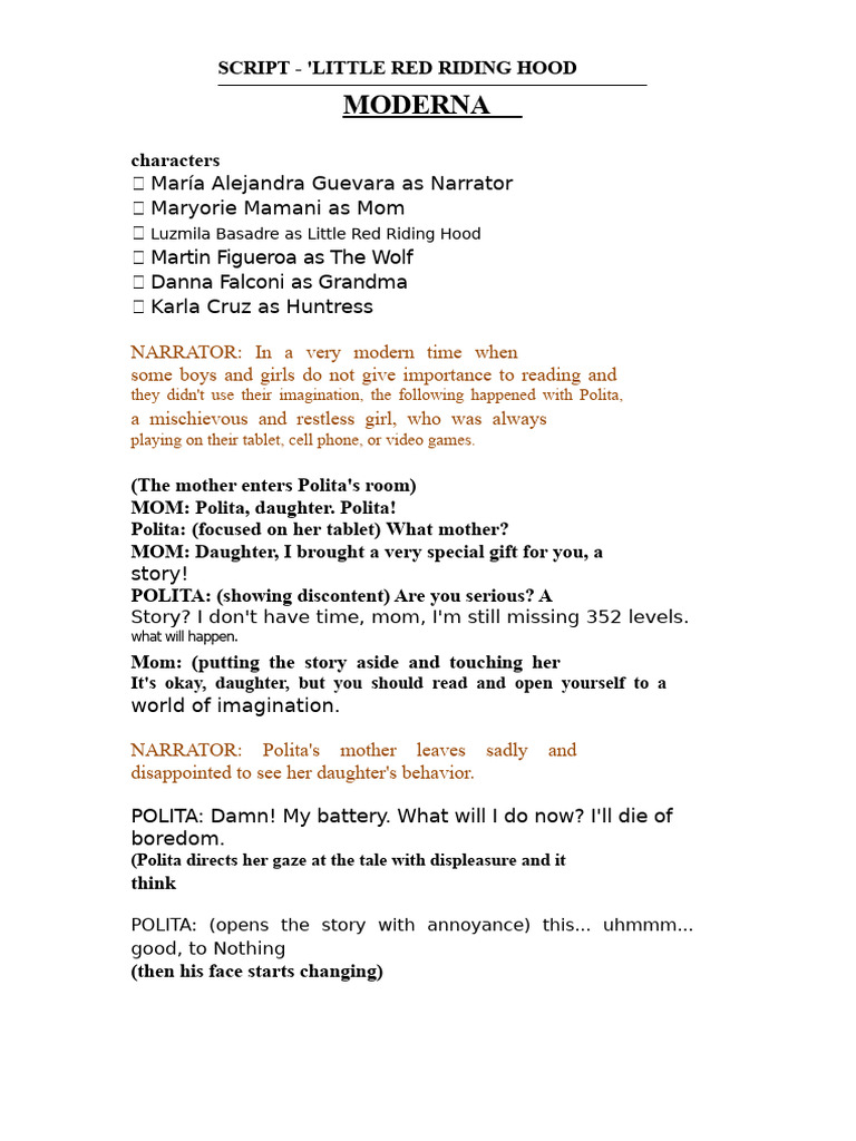 Modern Little Red Riding Hood Script | PDF | Little Red Riding Hood