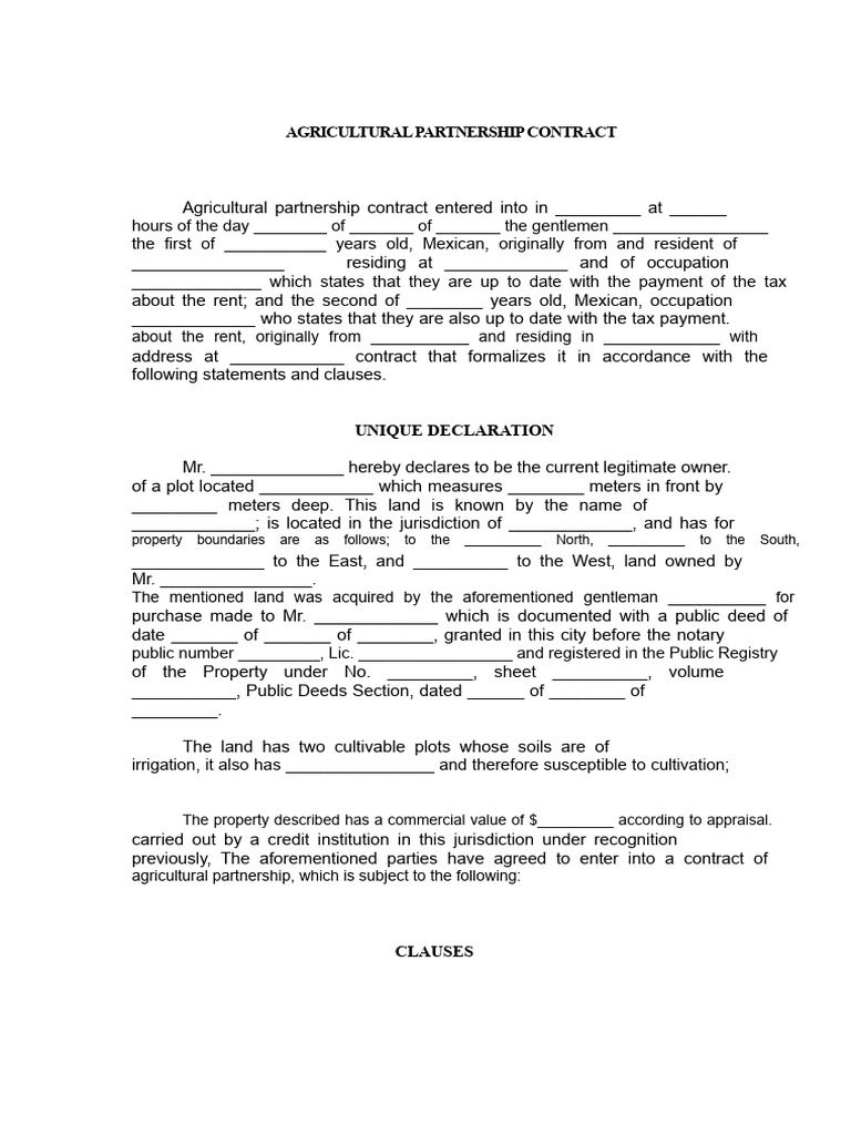Agricultural Sharecropper Agreement | PDF | Agriculture | Harvest