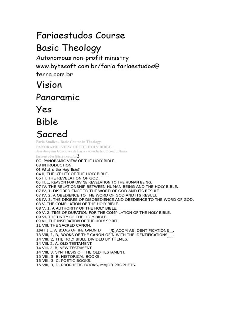 Basic Theology Course Overview PDF Book Of Numbers Book Of