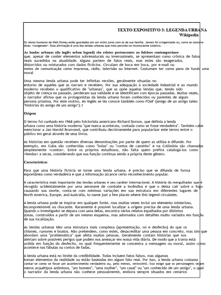 Lendas Urbanas: Histórias e Morais | PDF | Internet | The Walt Disney ...