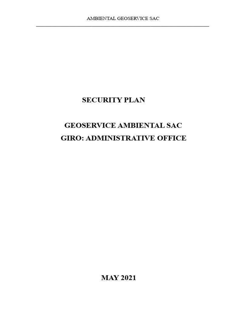 Security Plan for Geoservice Office | PDF | Emergency Evacuation ...