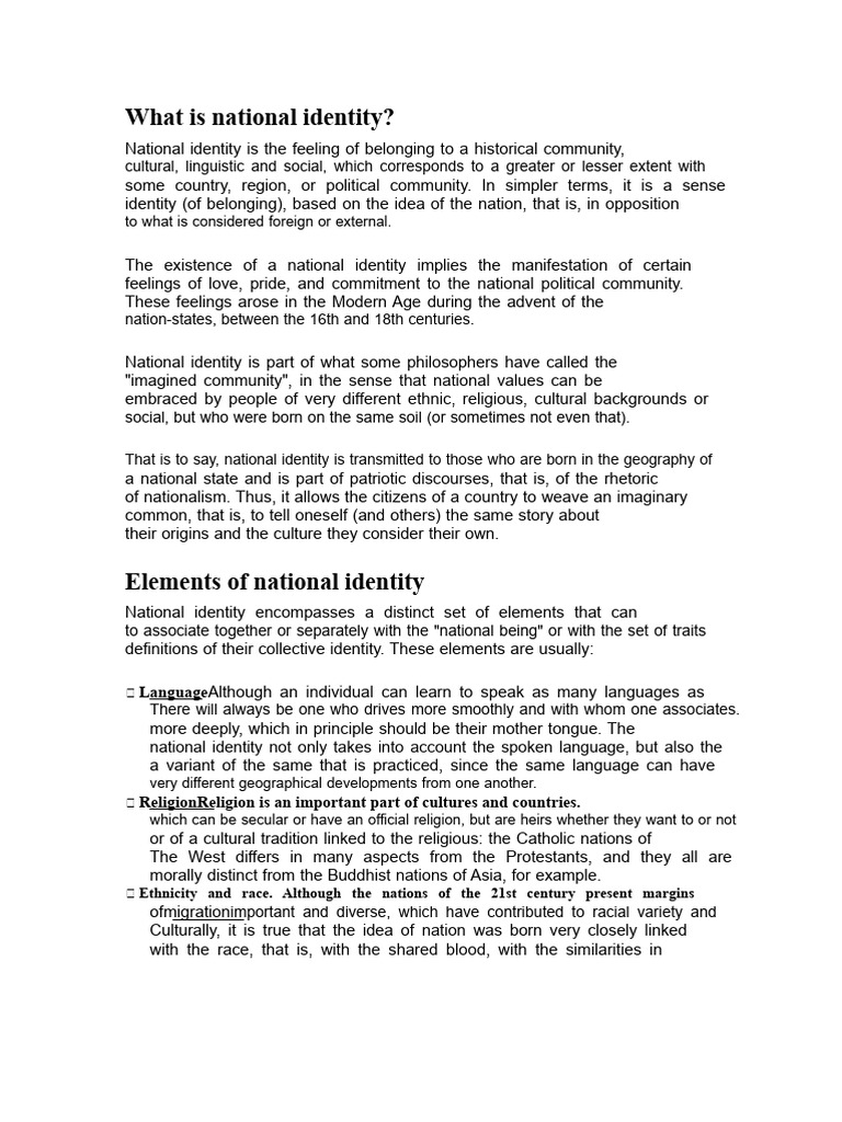 Understanding National Identity Elements | PDF | Venezuela | Identity ...