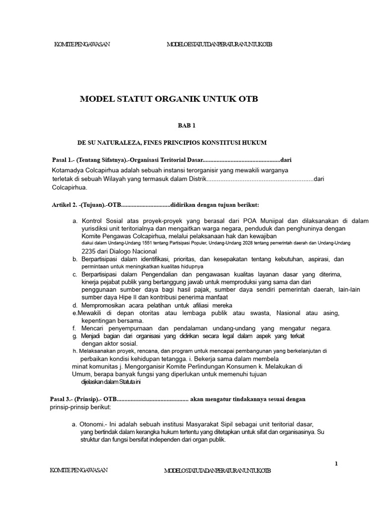 Statuta Dan Peraturan Untuk Otbs PDF | PDF