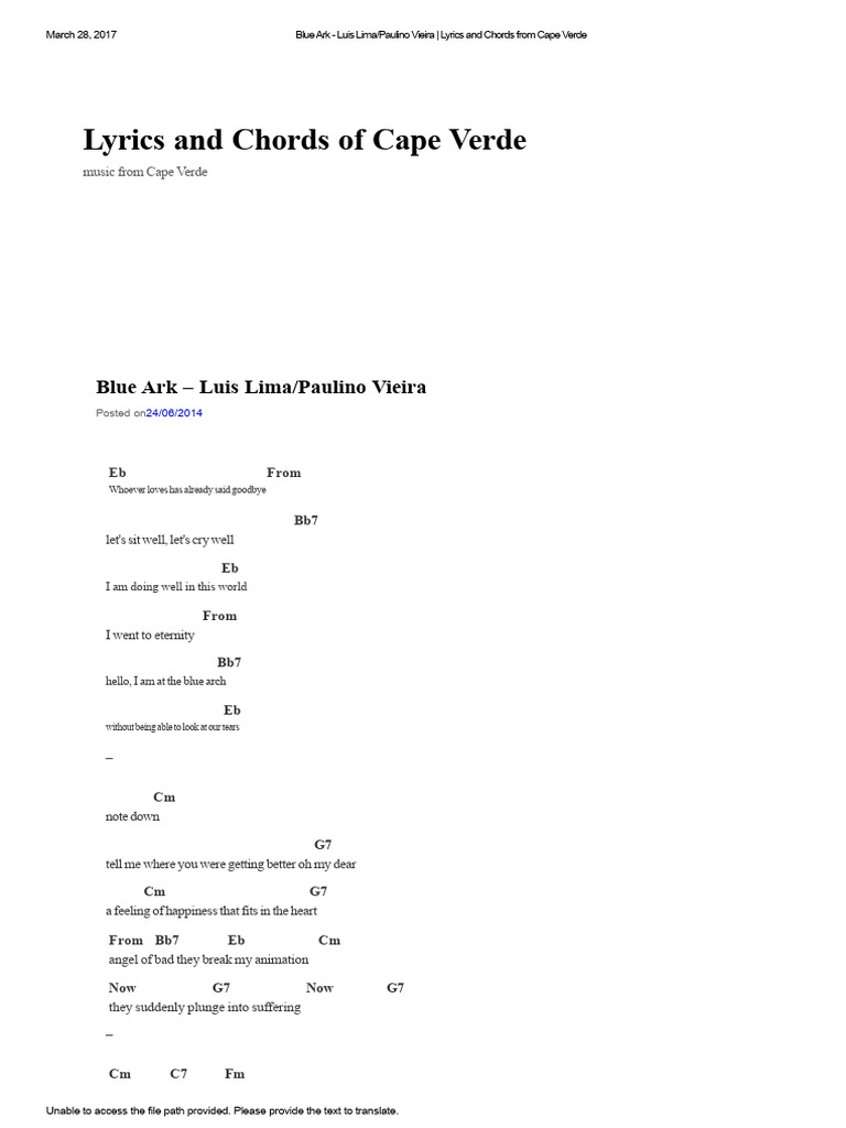 Blue Ark - Luis Lima - Paulino Vieira - Lyrics and Chords of Cape Verde ...