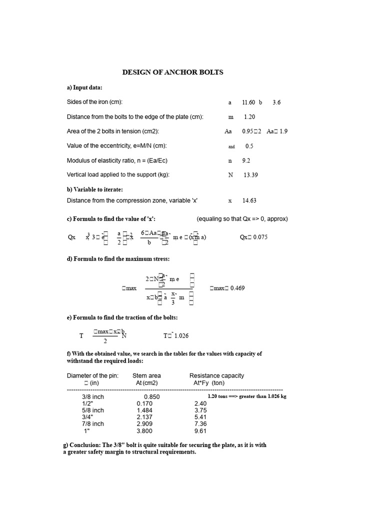 Anchor Bolt Design and Analysis Guide | PDF | Young's Modulus ...