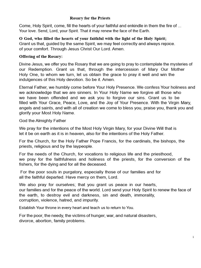 prayer for the priests | PDF | Rosary | Jesus