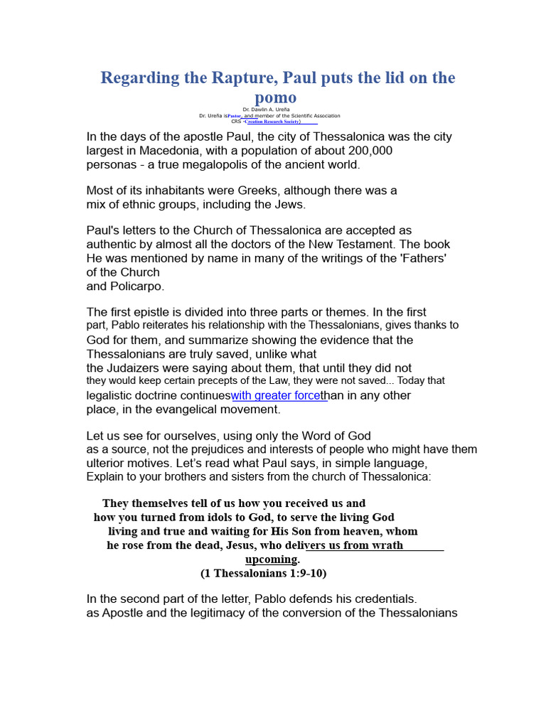 Understanding Paul's Teachings on the Rapture | PDF | Rapture | Paul ...