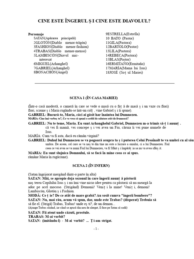 Cine Este Diavolul Și Cine Este Îngerul Pastorela | PDF