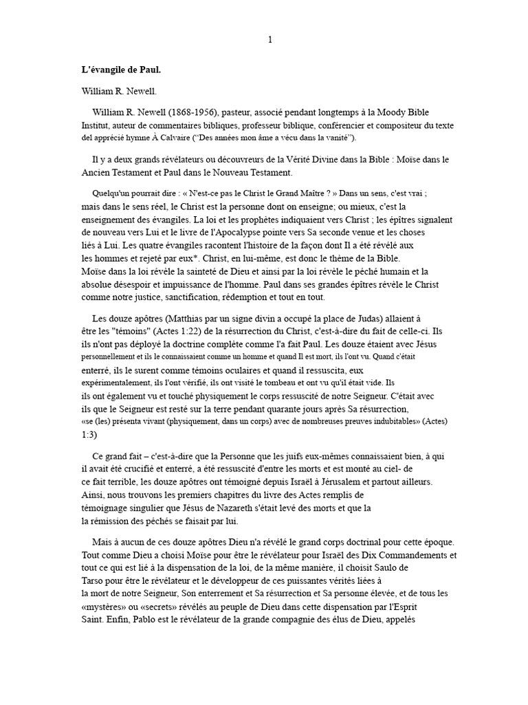 L'Évangile de Paul : Révélations et Doctrine | PDF | Paul l'apôtre ...