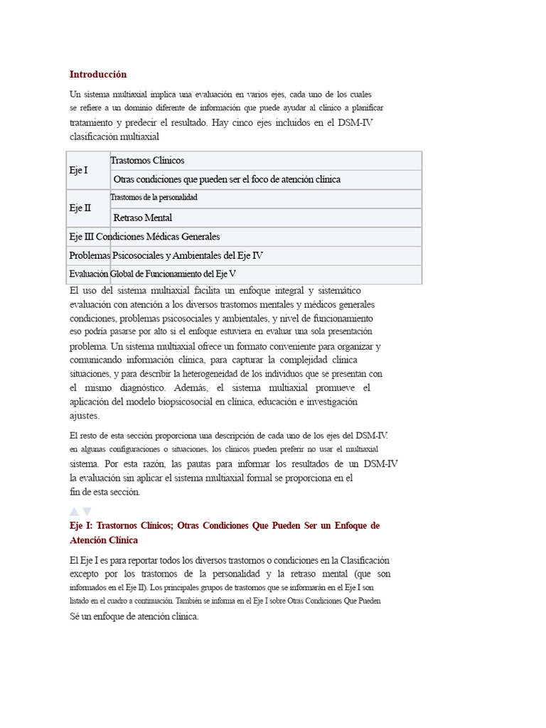 Sistema Multiaxial en el DSM-IV | PDF | Trastorno mental | Manual ...