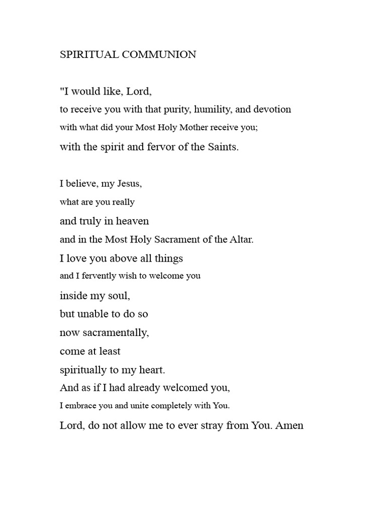 Spiritual Communion | PDF
