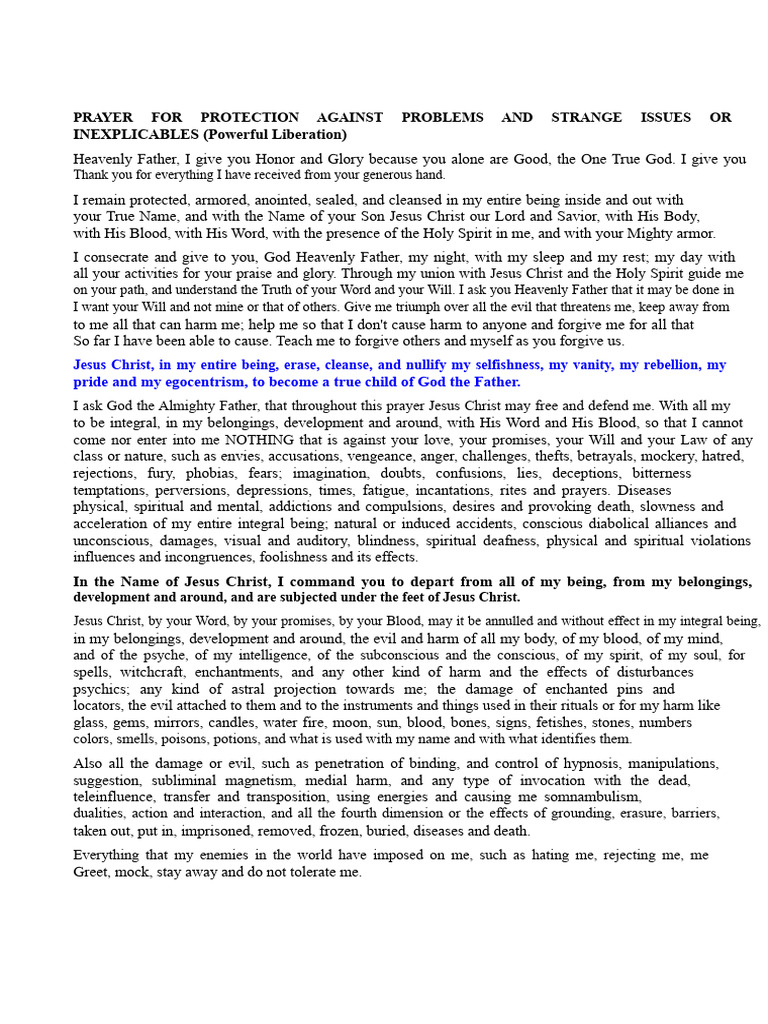 Powerful Prayer for Protection and Liberation | PDF | God The Father ...