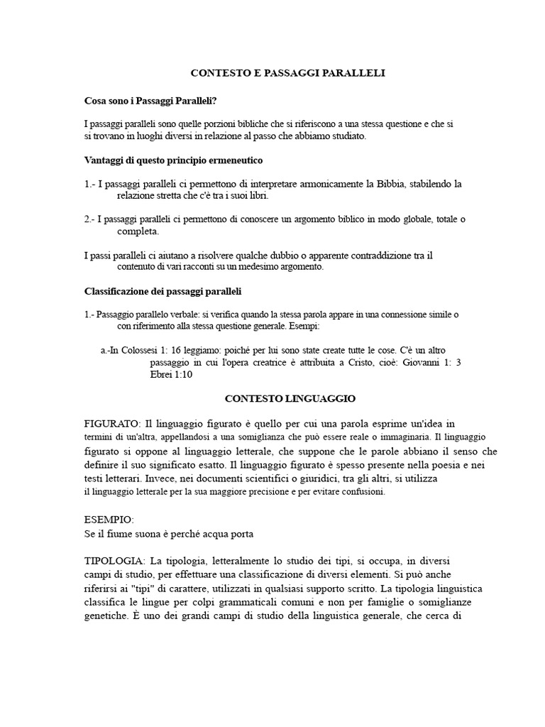 Contesto e Passaggi Paralleli | PDF