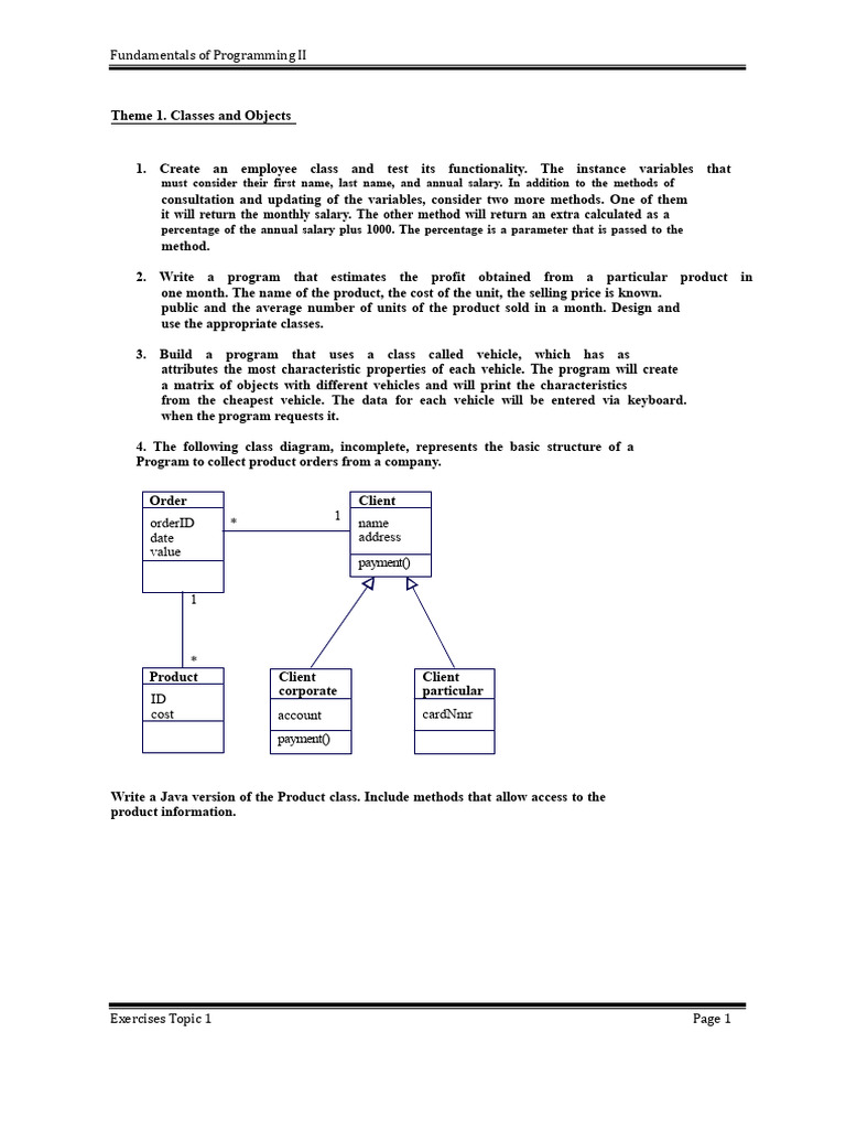 Programming II: Classes & Objects Exercises | PDF | Class (Computer ...