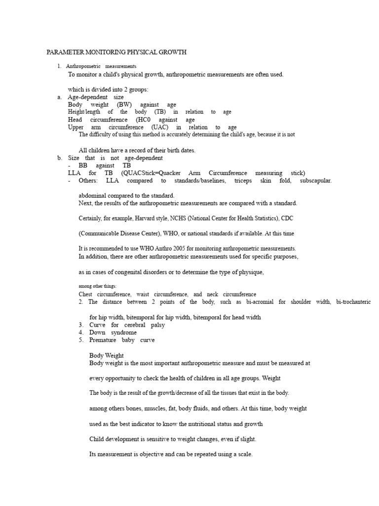 Monitoring Child Growth with Anthropometrics | PDF | Medical ...