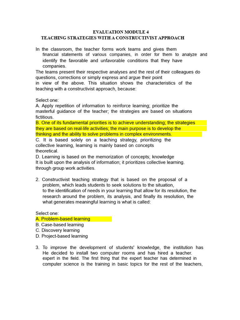 Constructivist Teaching Strategies Explained | PDF | Constructivism ...