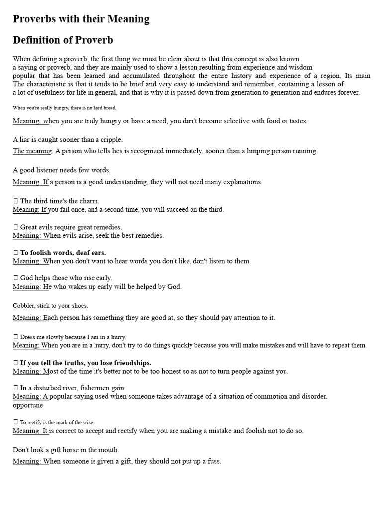 Proverbs With Their Meaning | PDF | Book Of Proverbs | Evil
