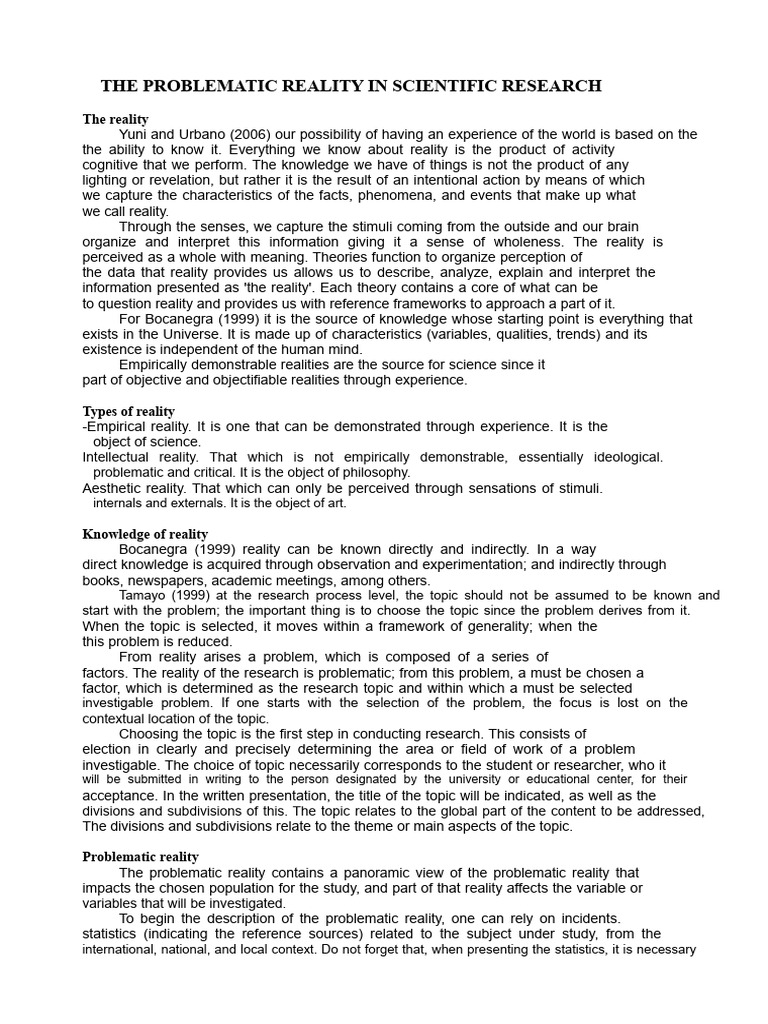 Understanding Problematic Reality in Research | PDF | Reality | Knowledge