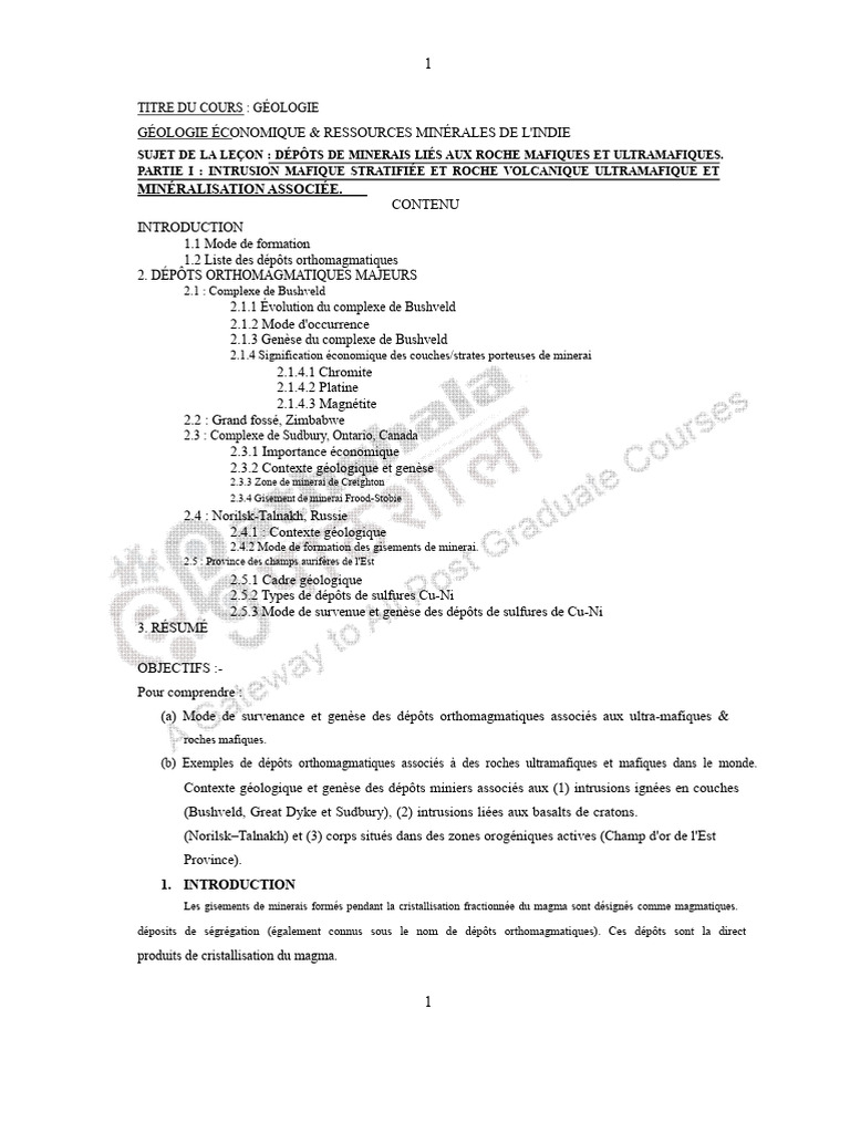 Gisements miniers des roches mafiques et ultramafiques | PDF | Roche ...