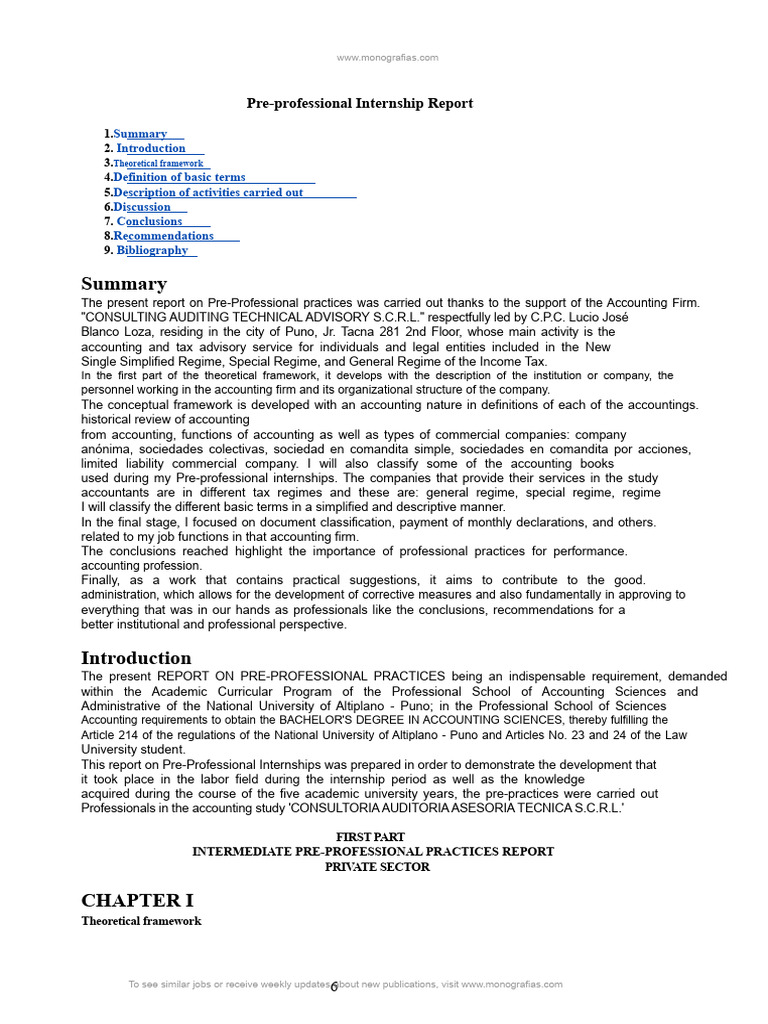 Report On Pre-Professional Practices in Financial Advisory | PDF ...