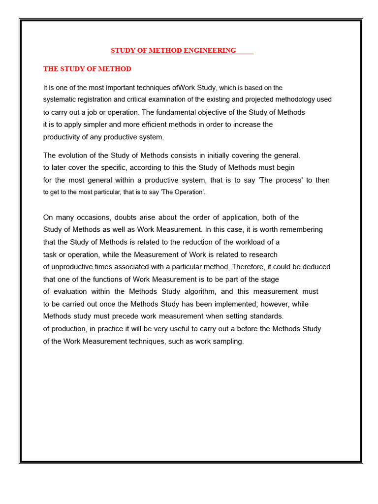 3.-Methods Engineering Study | PDF | Engineering | Analysis