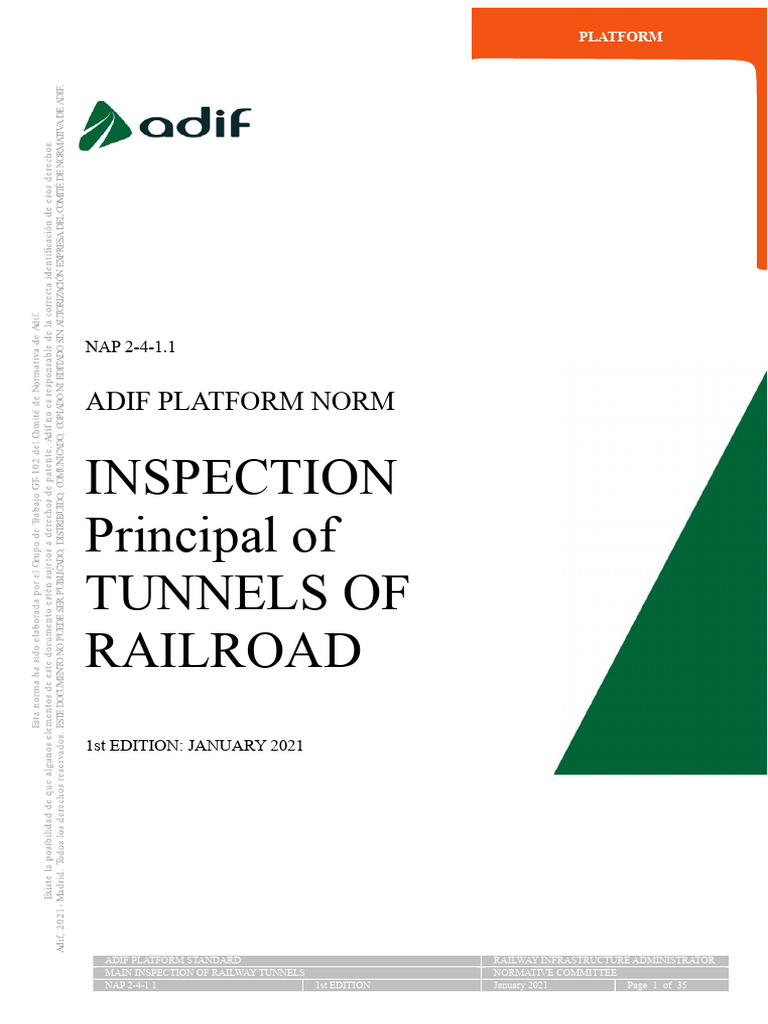 Main Inspection Standards for Railway Tunnels | PDF | Rail Transport ...