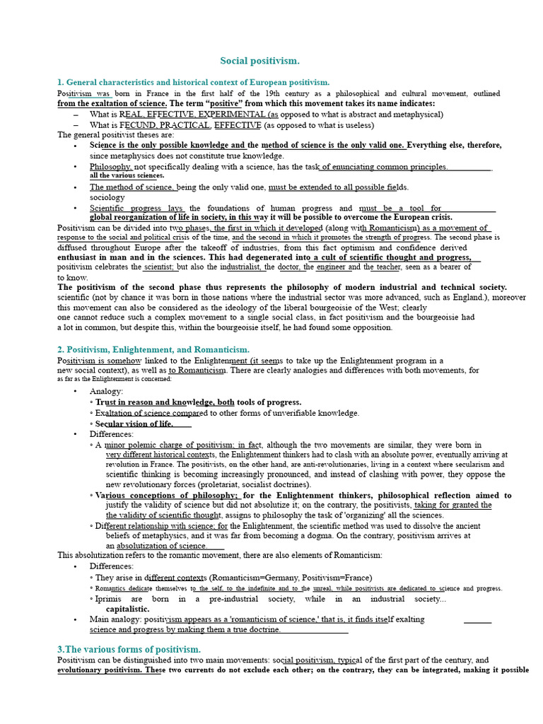 Understanding Social Positivism and Evolution | PDF | Positivism | Physics