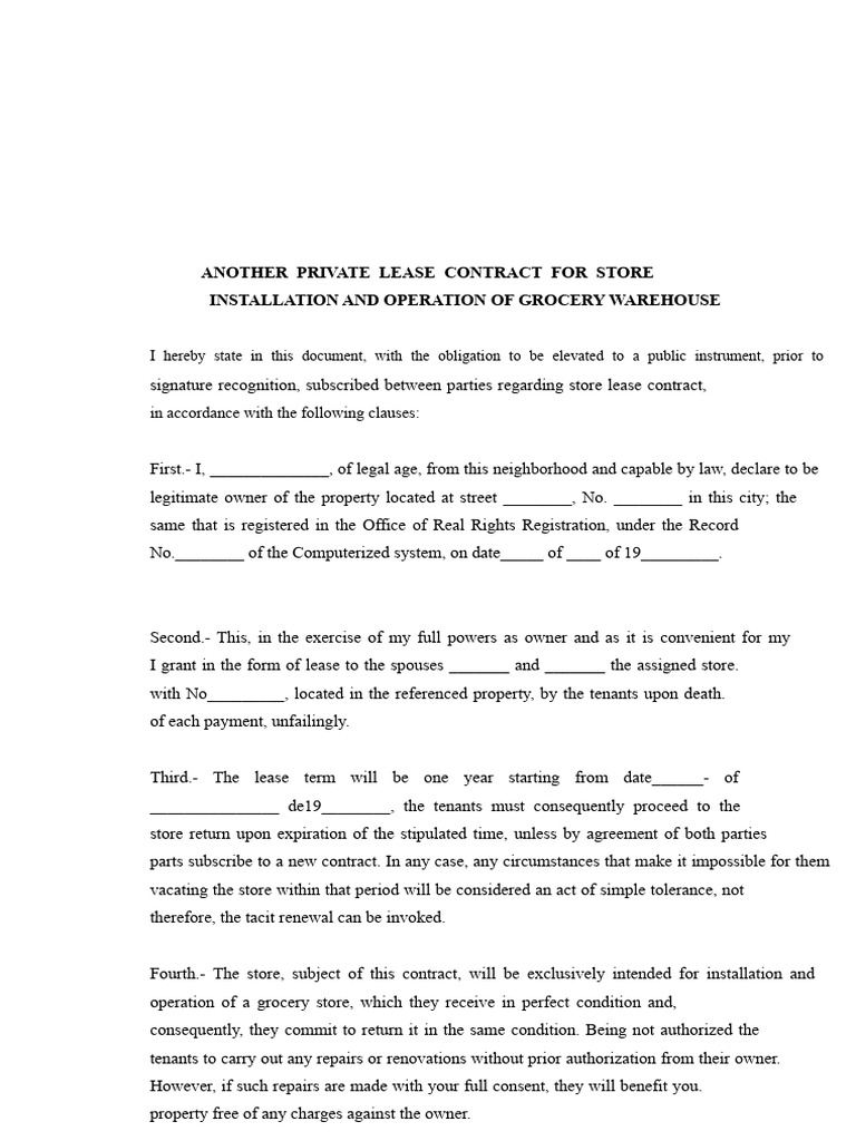 Grocery Store Lease Agreement Template | PDF | Lease | Leasehold Estate