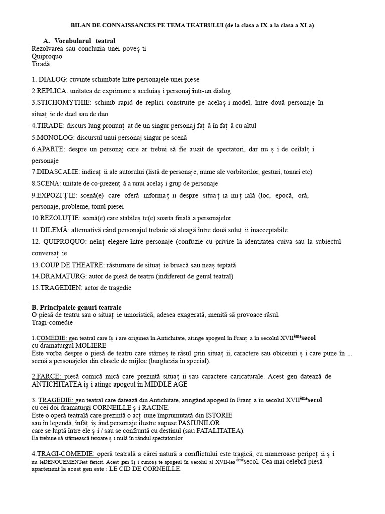 Test Teatru Corect | PDF
