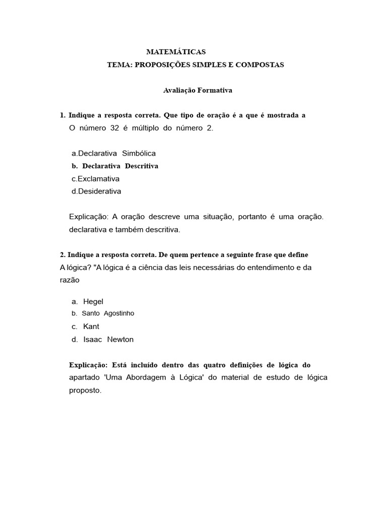 Proposições Simples e Compostas em Lógica | PDF | Lógica | Matemática