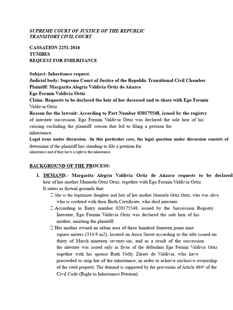 Inheritance Petition Case Analysis | PDF | Lawsuit | Inheritance
