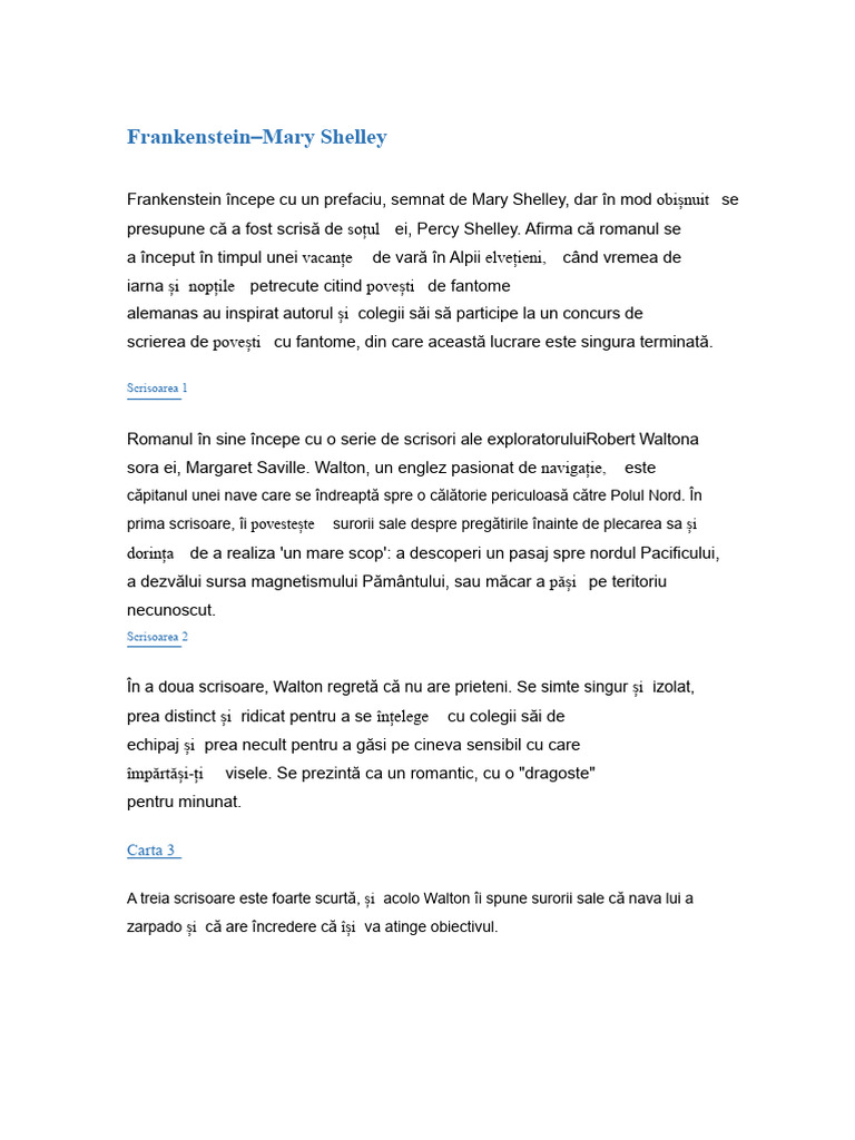 Frankenstein Mary Shelley: Soțul Vacanțe Elvețieni, Și Nopțile Povești ...