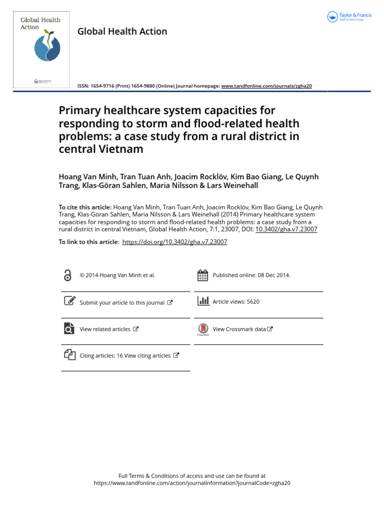 Primary Healthcare System Capacities For Responding To Storm and Flood ...