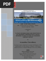 “A STUDY ON BRAND IMAGE AND PERCEPTION OF LIFE INSURANCE COMPANIES WITH A SPECIAL REFERENCE TO BAJAJ ALLIANZ LIFE INSURANCE COMPANY LIMITED”