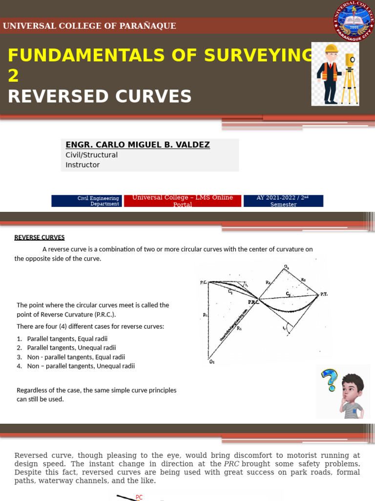 Understanding Reverse Curves in Surveying | PDF | Tangent | Curvature