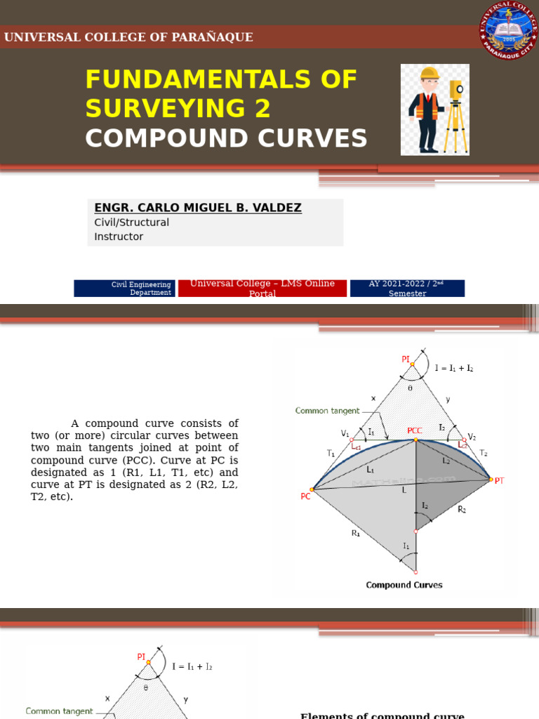 Compound Curves in Surveying Basics | PDF | Tangent | Angle