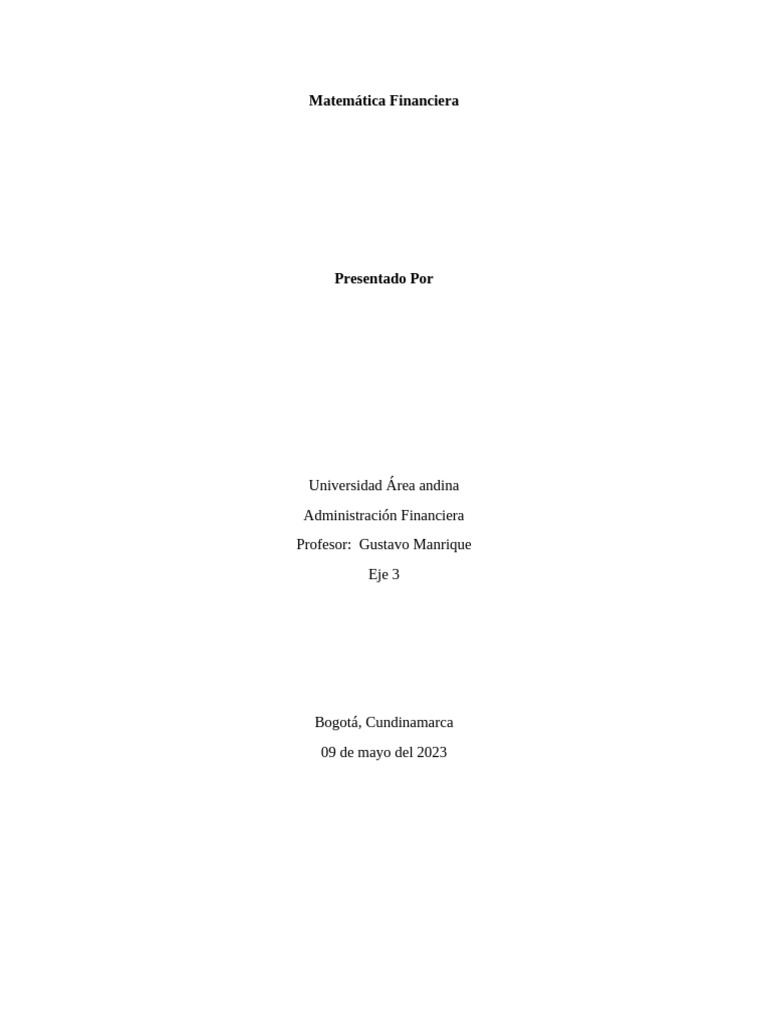 EJE - 3 - Matemática - Financiera Administracion Financiera | PDF ...