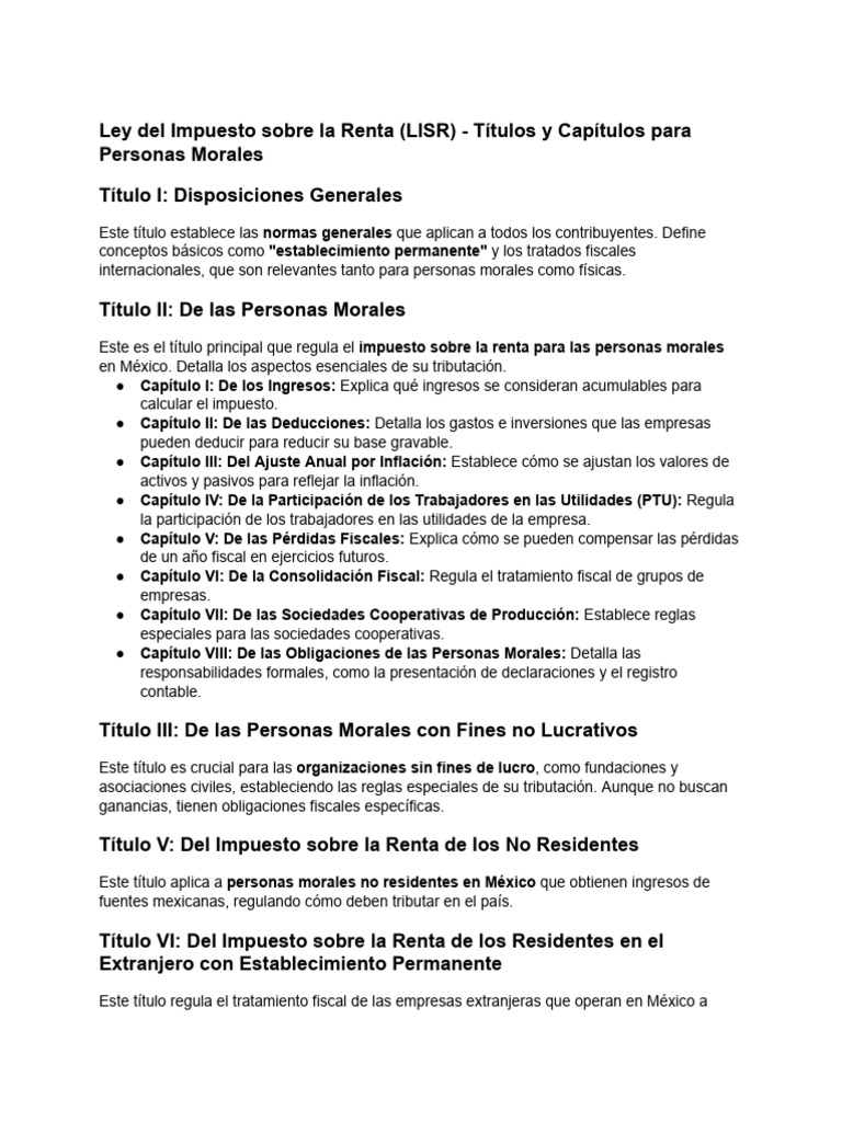 LISR: Guía Completa para Personas Morales | PDF | Impuesto sobre la ...