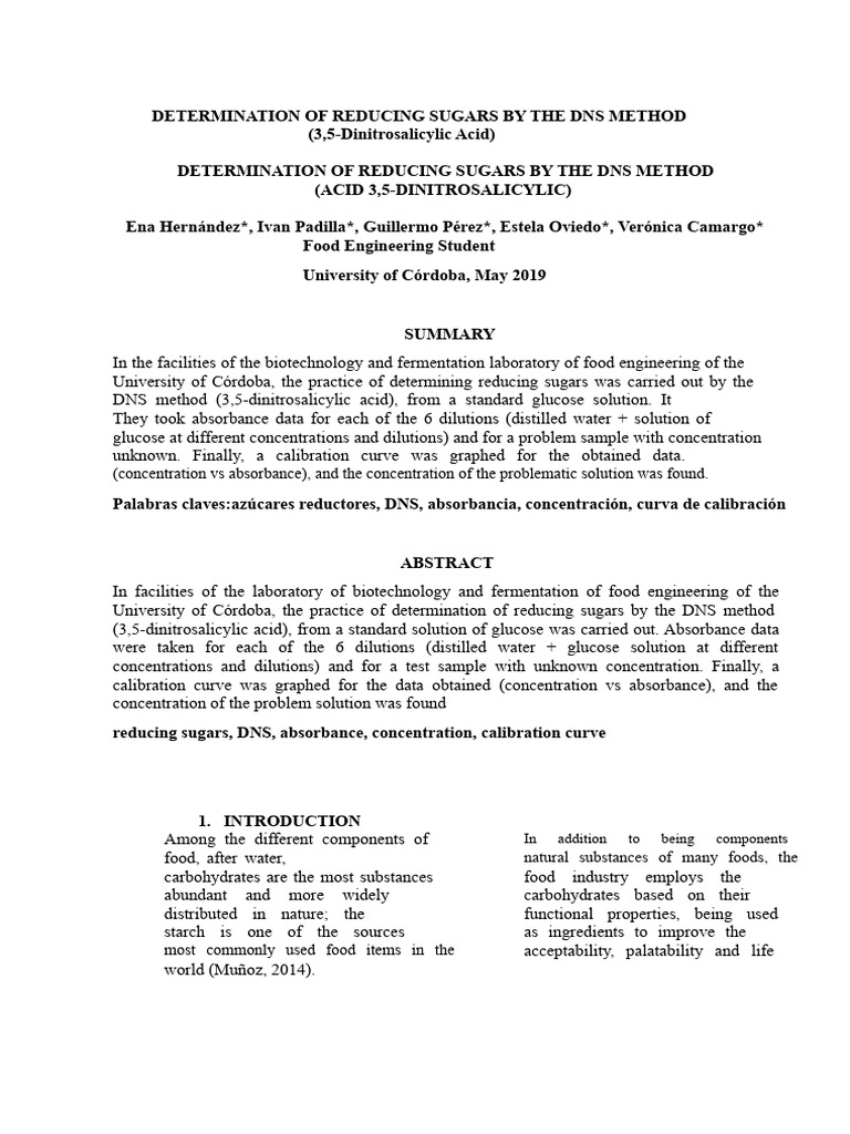 0 - Determination of Reducing Sugars by The DNS Method | PDF ...