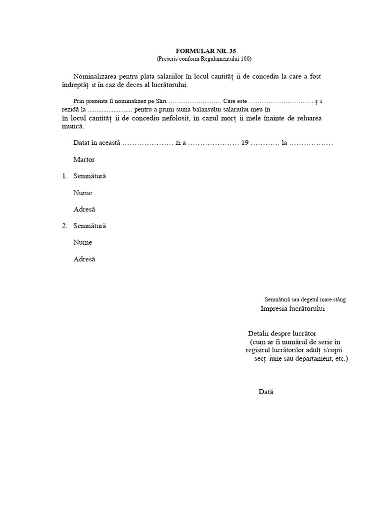 Formularul 35 | PDF