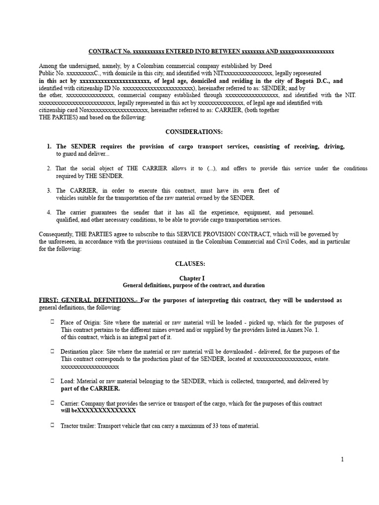 Mining Transport Service Contract | PDF | Occupational Safety And ...