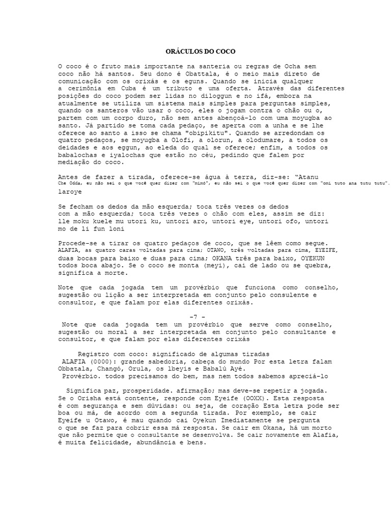 Significado do Coco na Santeria | PDF