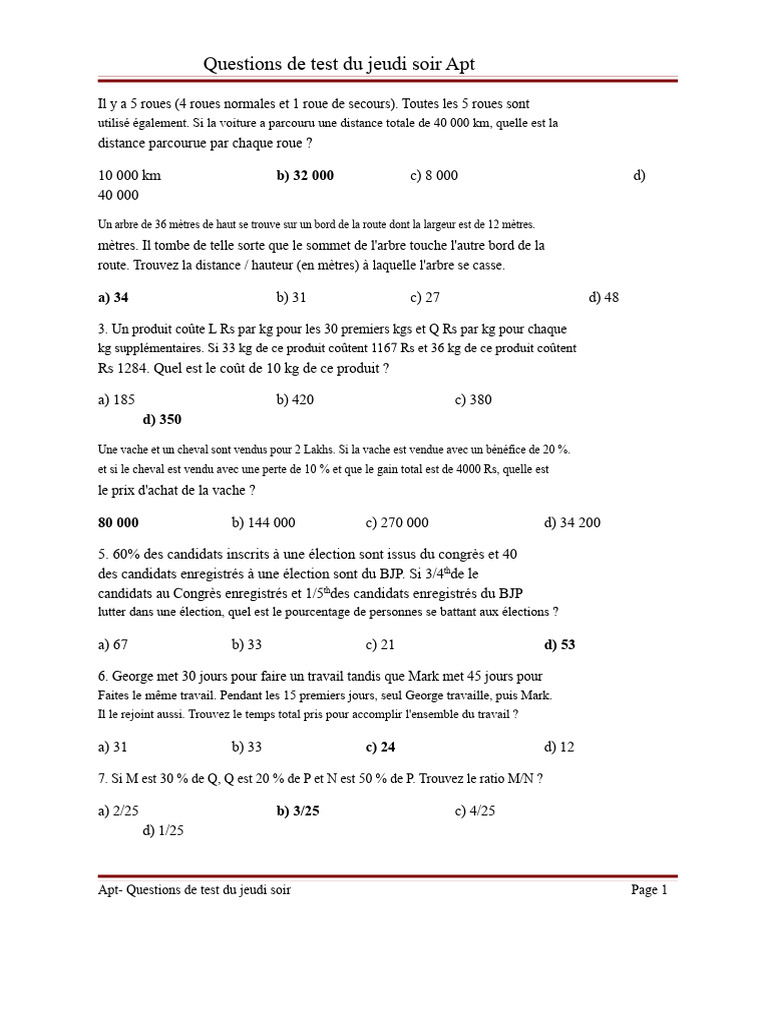 Questions de test Apt du jeudi soir | PDF | Biologie