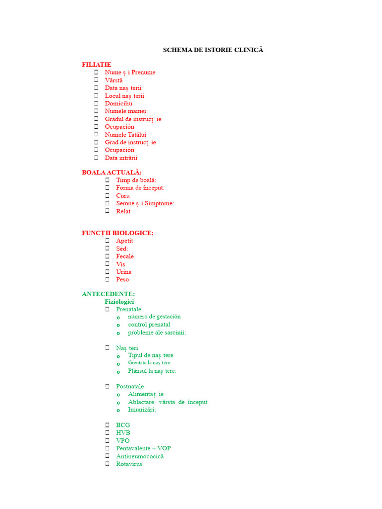 Schema de Dosar Medical | PDF