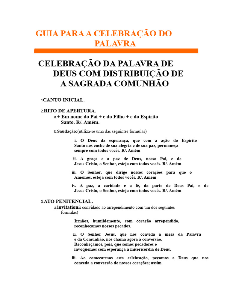 Guia para A Celebração Da Palavra | PDF | Crença e doutrina religiosa ...