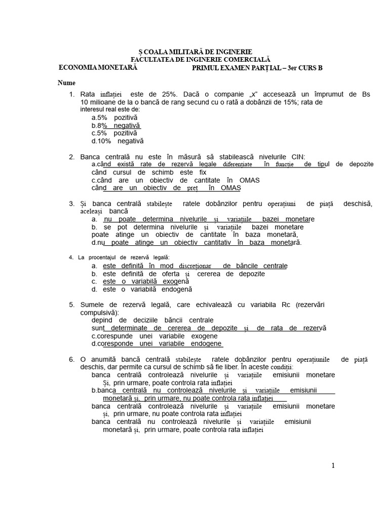 Examen Ec - Mon.1er Parcial | PDF