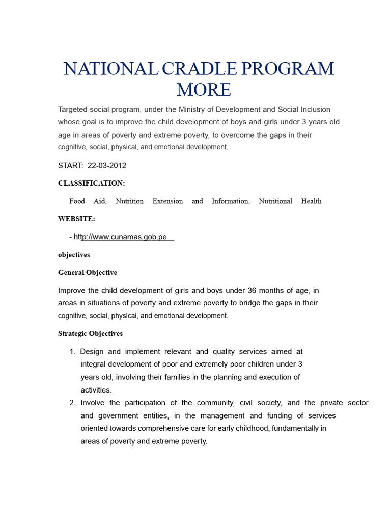 National Cradle Plus Program | PDF | Child Care | Child Development