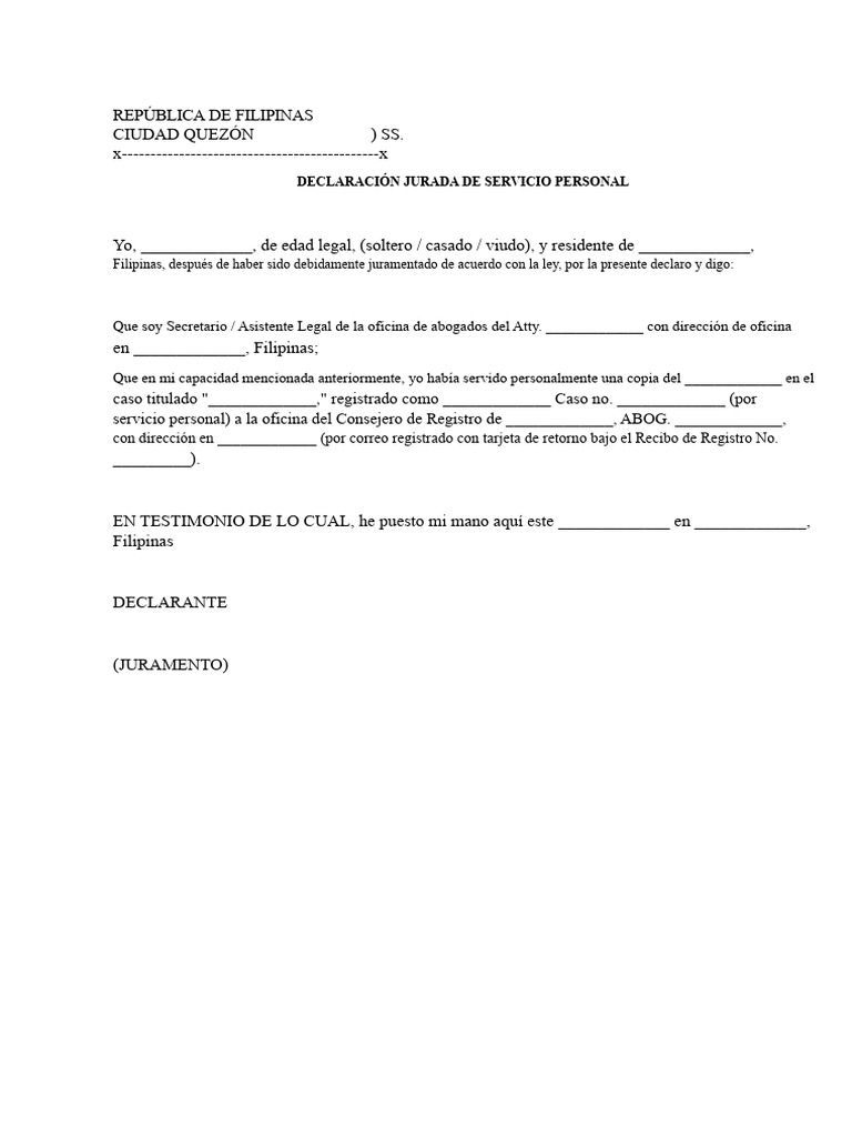 Declaración Jurada de Servicio Personal | PDF